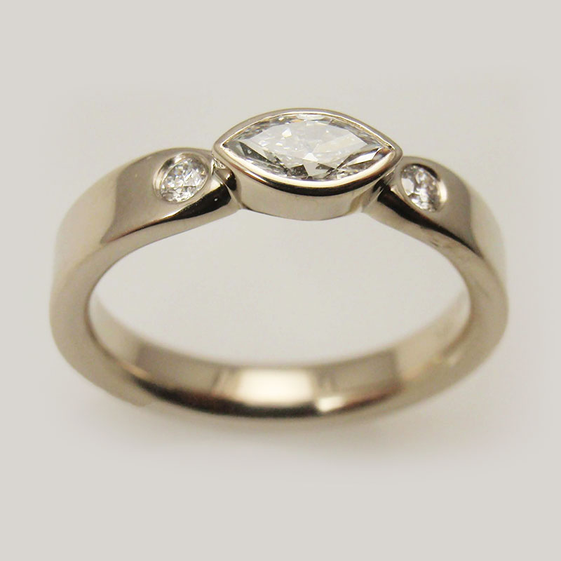 Custom Three Stone Bezel Set Diamond Ring