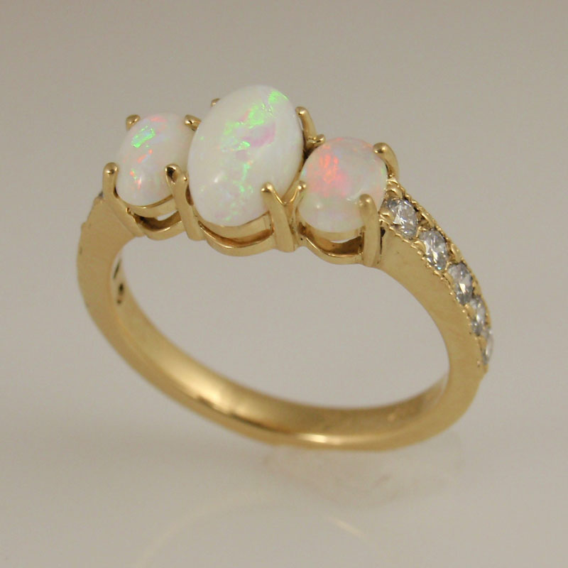 Custom Three Stone Opal Ring