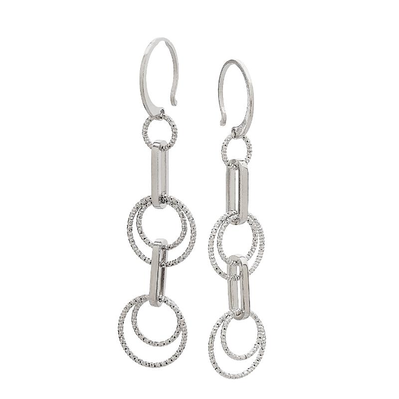 925 Silver Diamond Cut Dangling Multi Circles With Oval Link Design With French Hook
