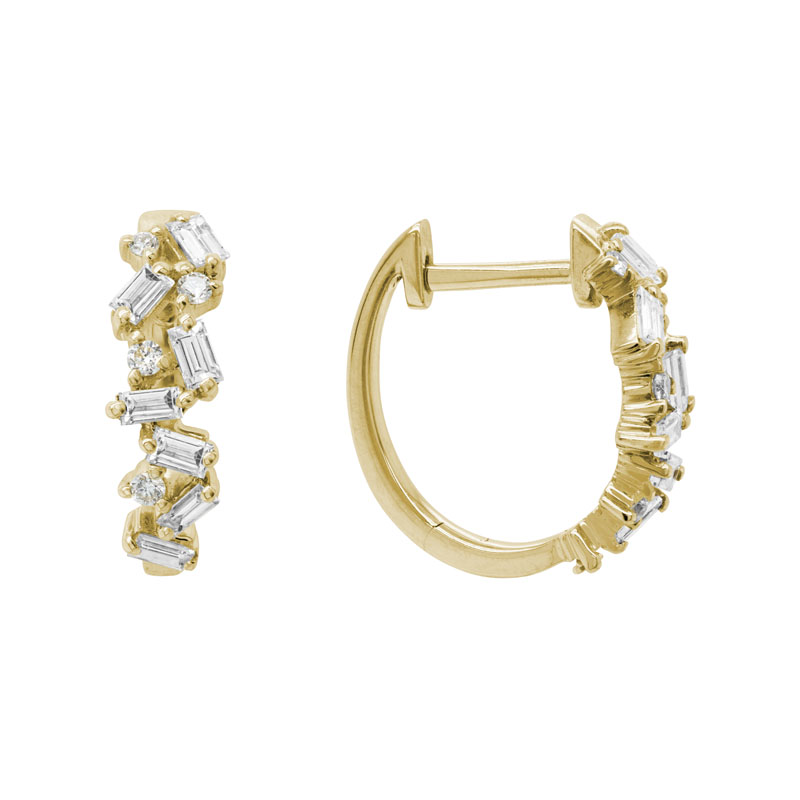Diamond Leaves Hinged Hoops