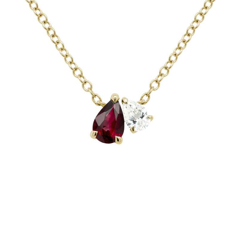 Ruby & Diamond 2-Stone Pendant