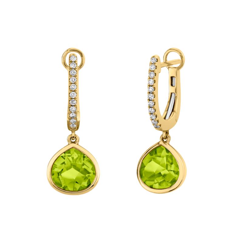 Peridot 14K Yellow Gold Huggies
