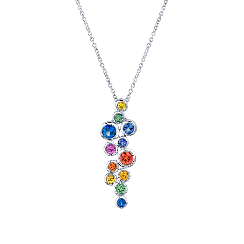 Rainbow Sapphire Cluster Pendant