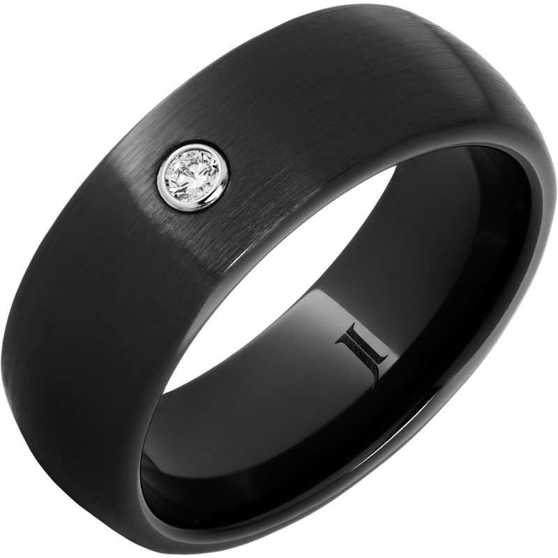 Diamond Dome - Black Diamond Ceramic - Ring with Diamond