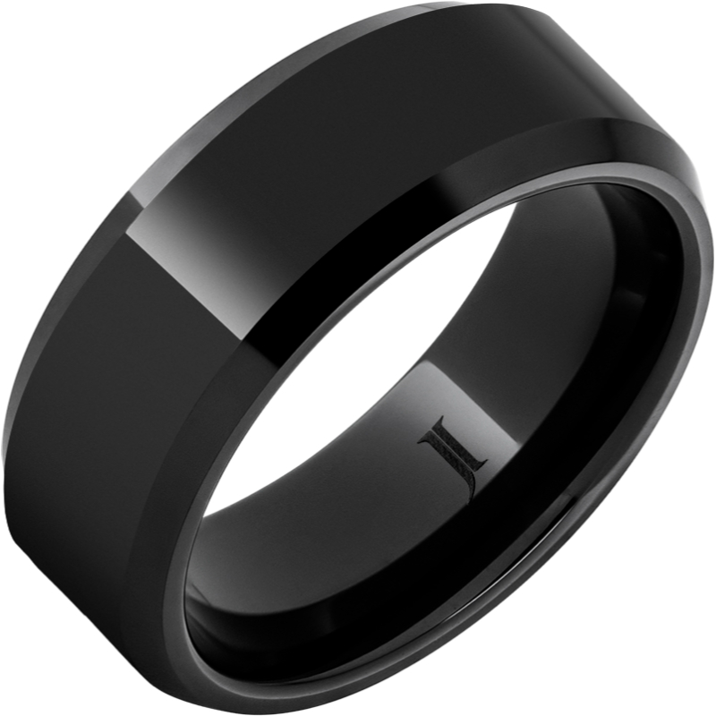Black Diamond Ceramic - Ring with Beveled Edges