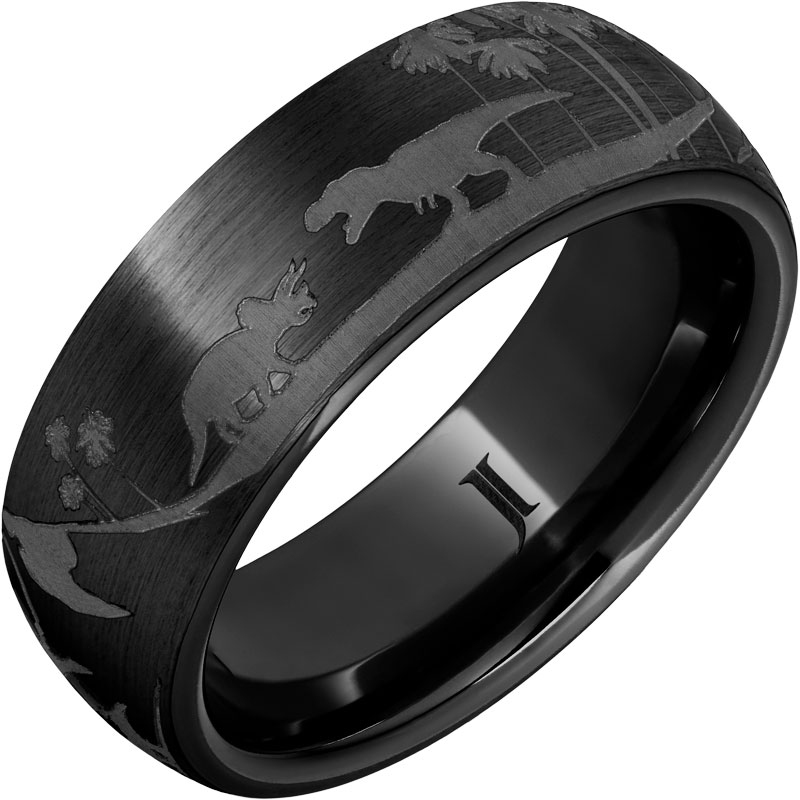 Black Diamond Ceramic&trade; Ring with Dinosaur Scene