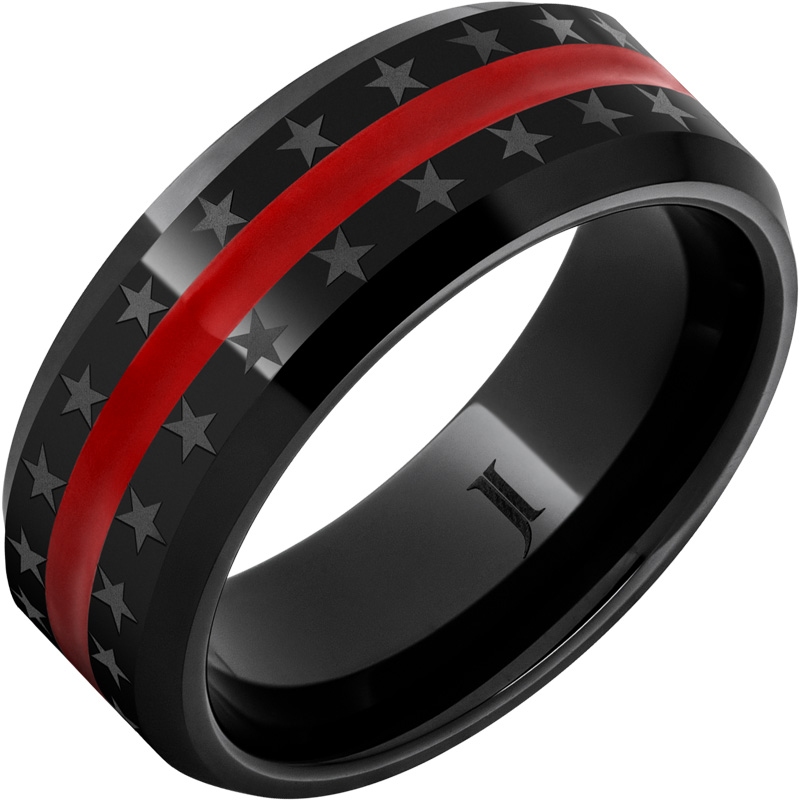 Black Diamond Ceramic&trade; American Flag Star Ring