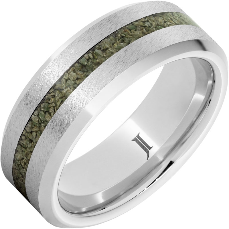 Serinium&reg; Ring with Rare Green Fossil Dinosaur Bone Inlay