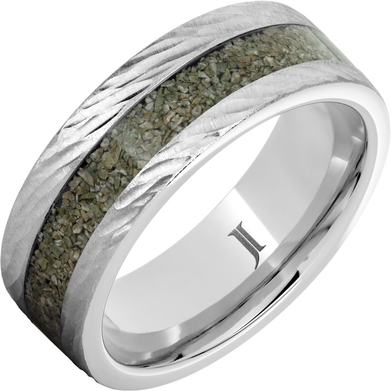 Serinium&reg; Ring with Green Dinosaur Bone Inlay