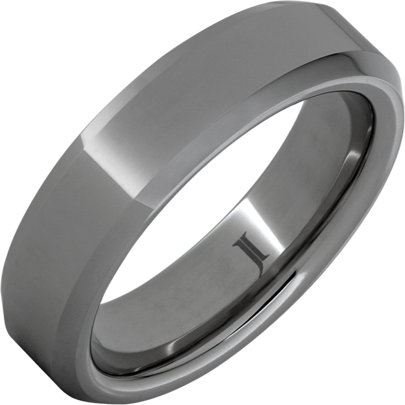 Rugged Tungsten - Ring with Beveled Edges