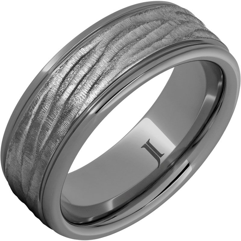 Rugged Tungsten&trade; Ring with Hard Carved Bark Finish