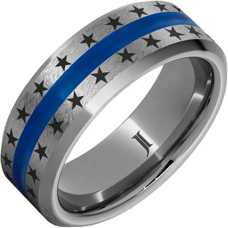 The Stars and Stripes - Rugged Tungsten&trade; Ring with Enamel Inlay