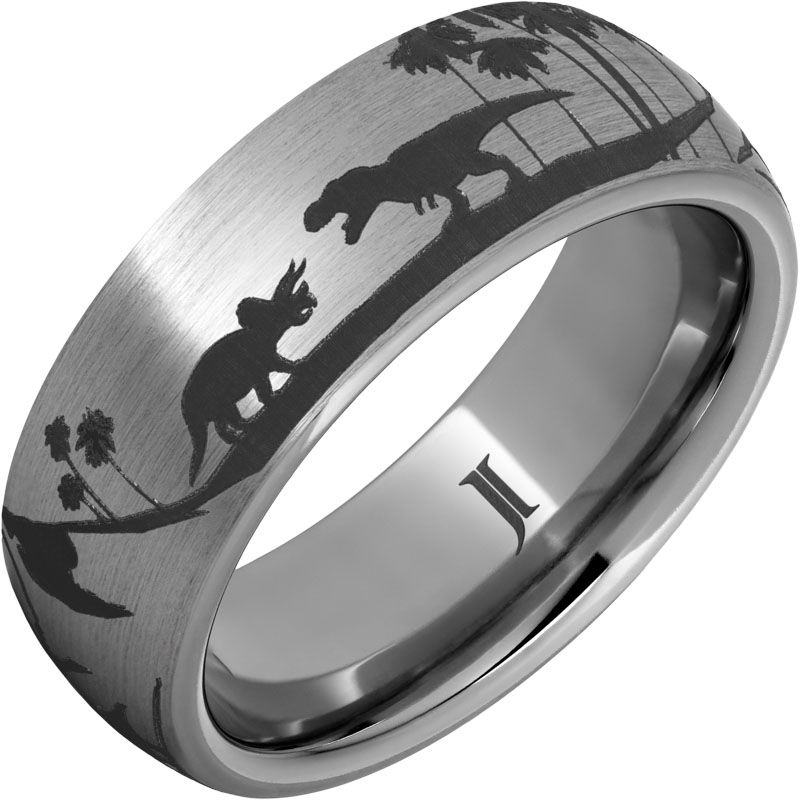 Rugged Tungsten&trade; Ring with Dinosaur Scene