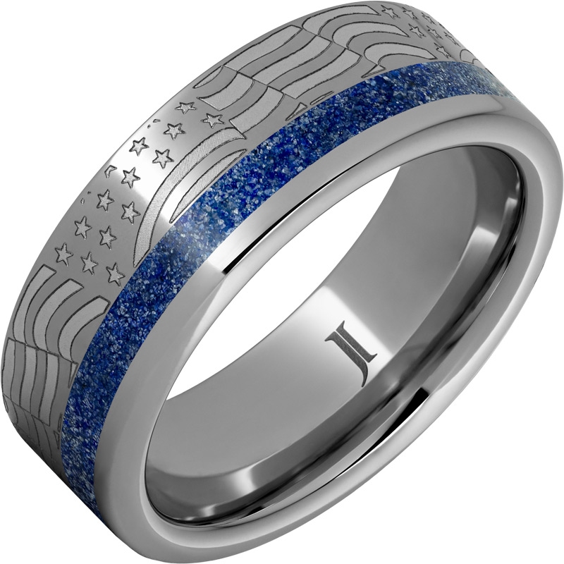 Old Glory - Lapis Inlay Rugged Tungsten&trade; Ring