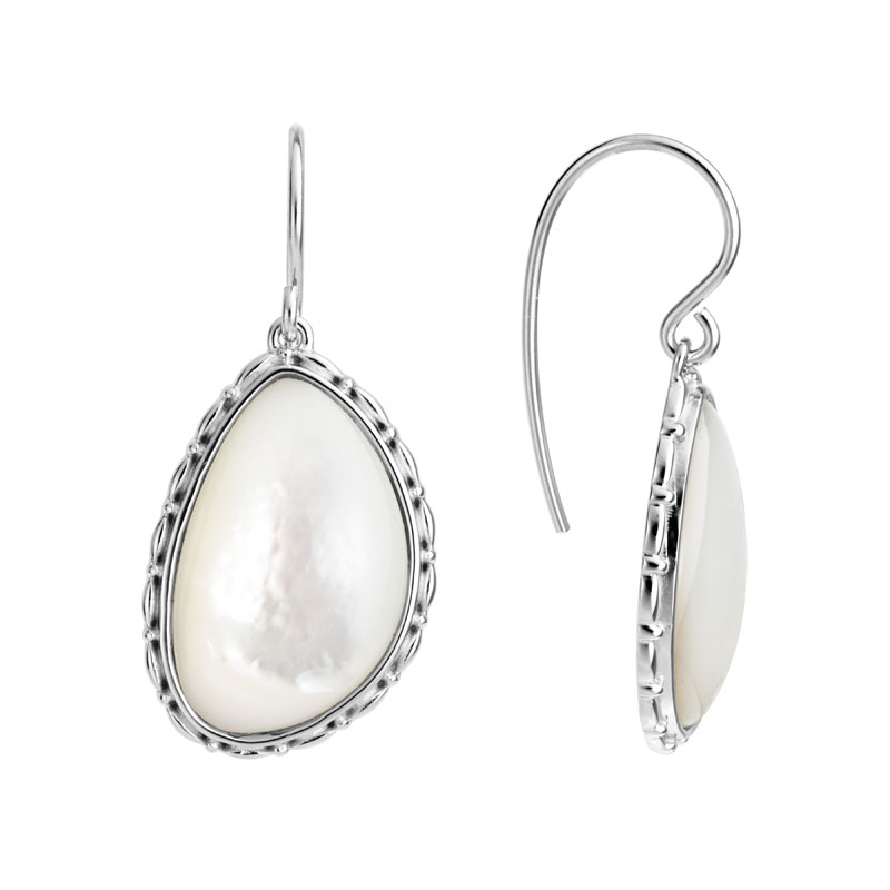Mother Of Pearl Contour Beaded Earrings