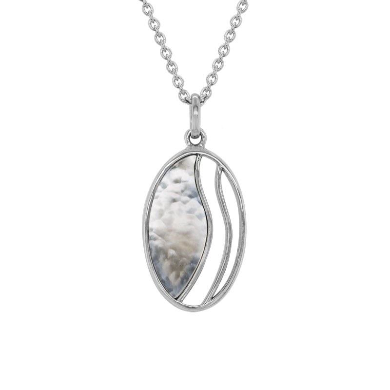 MOP Oval & Stripes Pendant